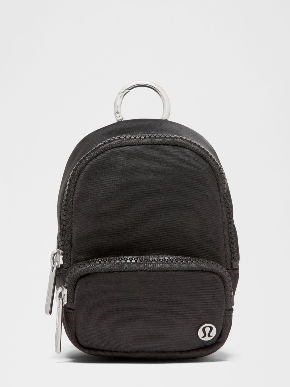lululemon athletica Black Mini Backpack Keychain Pouch with Silver Ring